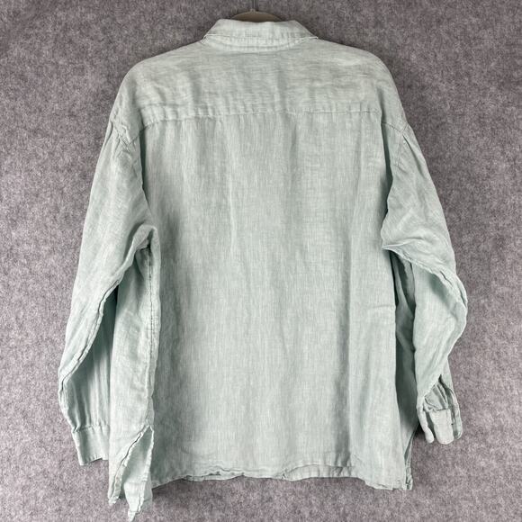 J Jill Love Linen Tunic Top Womens 2X Pale Green Coastal Relaxed Beachy - Picture 9 of 15